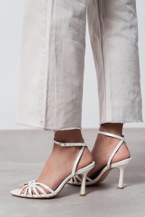NİŞANTAŞI SHOES Mery Sedef Mat Bilek Bağlı Kadın Topuklu Sandalet