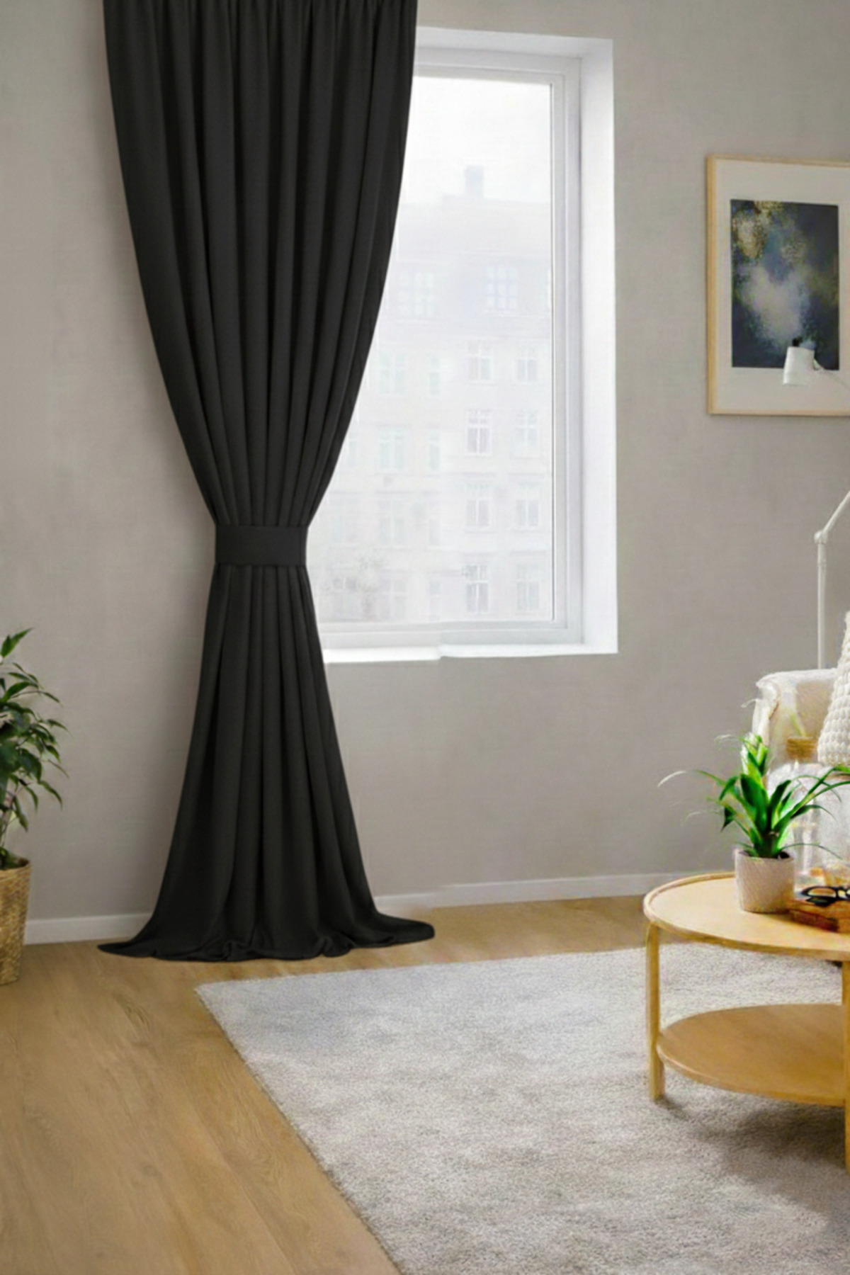 Black Velvety Fabric Extrafor Shirr New Season Single Wing Background Curtain
