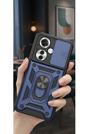 TechTrove Oppo Reno 11F 5G Kılıf Magnetik Standlı Sürgülü Kamera Korumalı Tan...