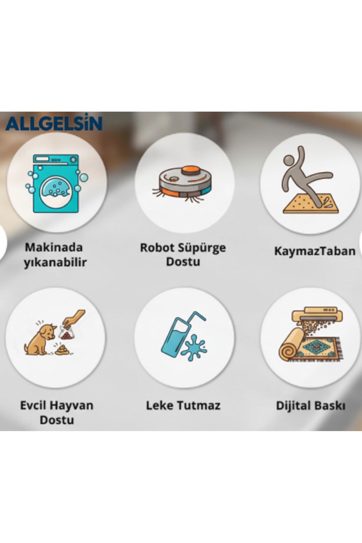 ALLGELSİN Yıkanabilir Kaymaz Taban Çocuk odası Halısı Üç Farklı Ölçü Seçeneği Bebek Odası Halıları Oyun Halısı fotoğrafı 6 (önizleme)