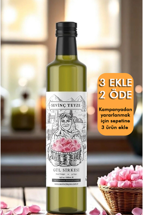Organik Teyze Sevinç Teyze Doğal Fermantasyon Gül Sirkesi, Rose Vinegar 500ml