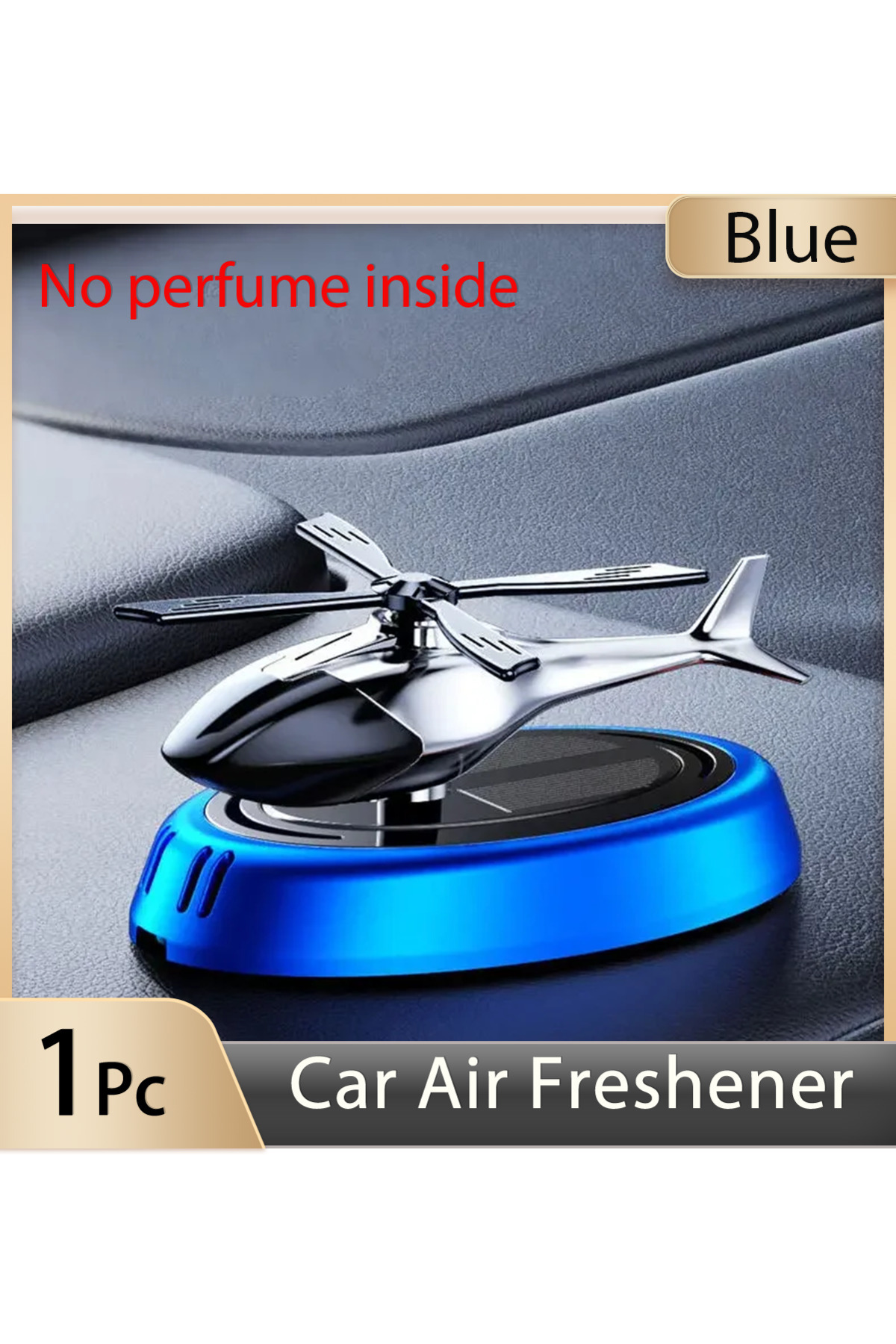 Choice Blue Solar Car Air Freshener Helicopter-Shaped Aromatherapy Diffuser (...
