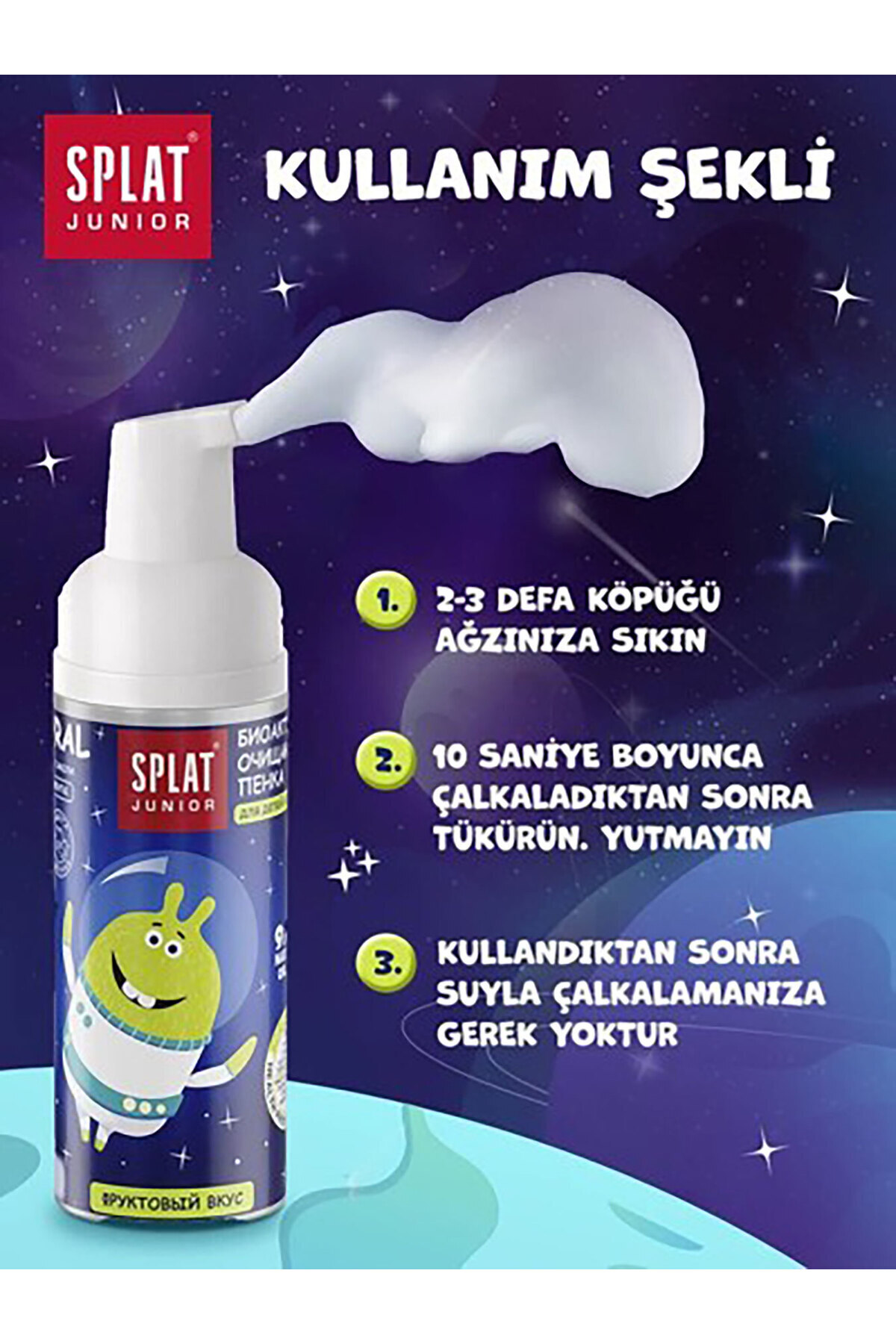 Splat Magic Foam Çoçuk Sihirli Diş Temizleme Köpüğü Yeni Nesil Fırçasız Temizlik fotoğrafı 7 (önizleme)