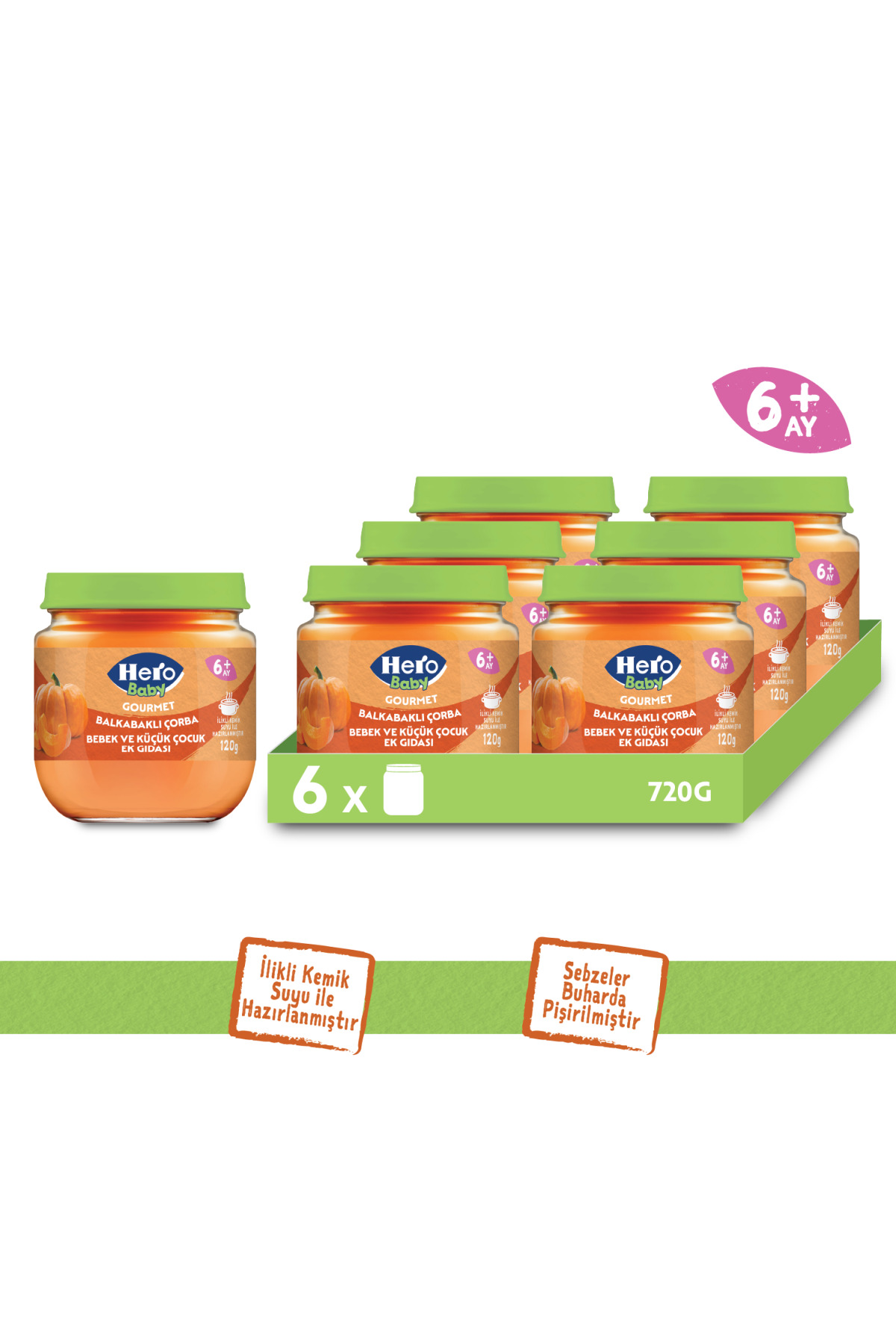 Hero Baby Gourmet Balkabaklı Kavanoz Mama 120g x6