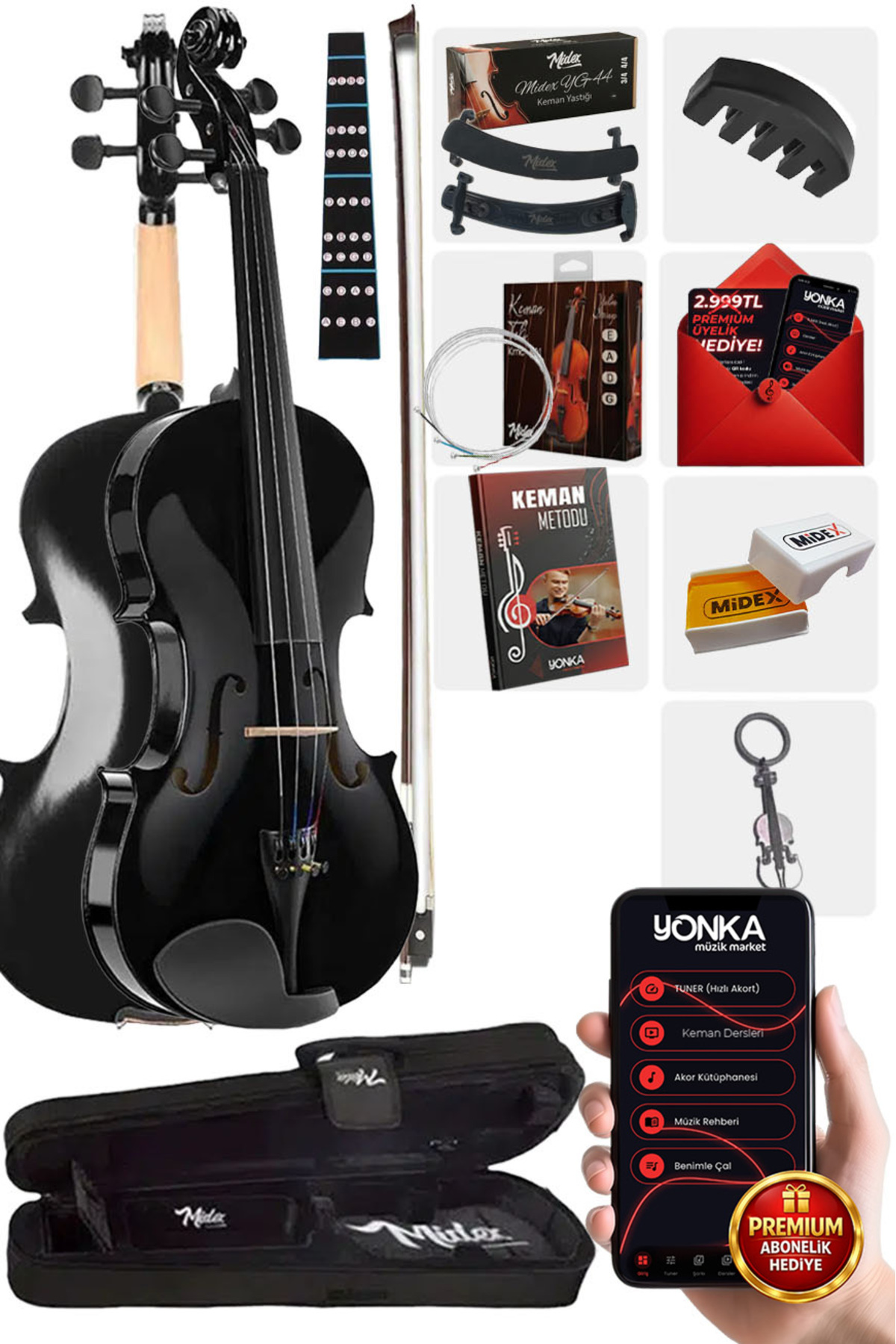 Midex Hga24bk-tys Siyah 1/2 Yarım Keman Seti 8-10 Yaş Çocuk Kemanı
