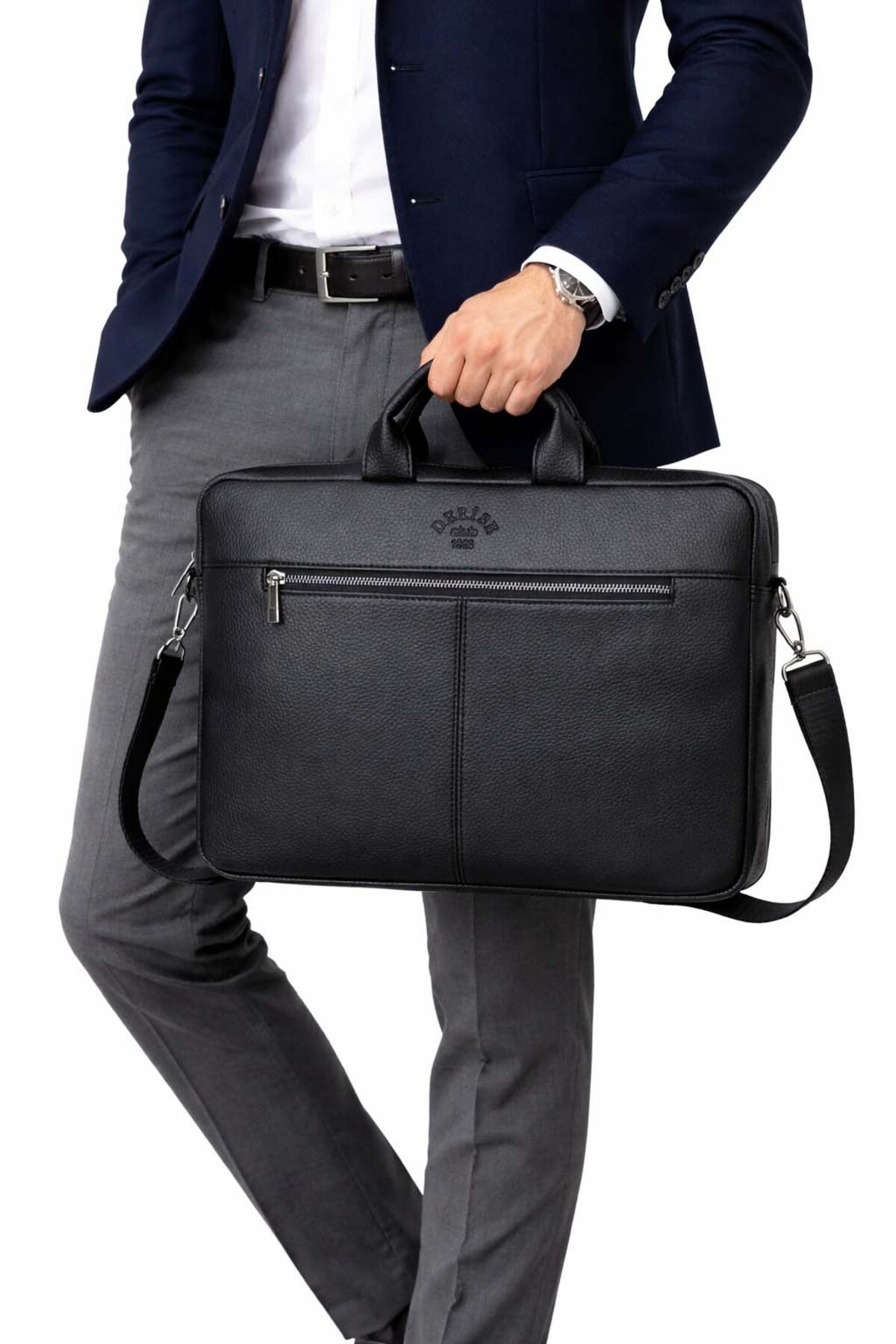 deri,se club  Siyah Renk Unisex Omuz Askılı Dosya Tablet Notebook Çantası 15,6 Inç Laptop Ve Evrak Çantası