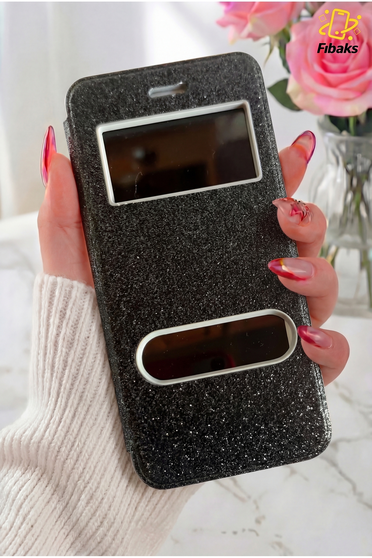 iPhone 7/8/SE Case Cover Glitter Glossy Luxury Protective 360 Cover Black