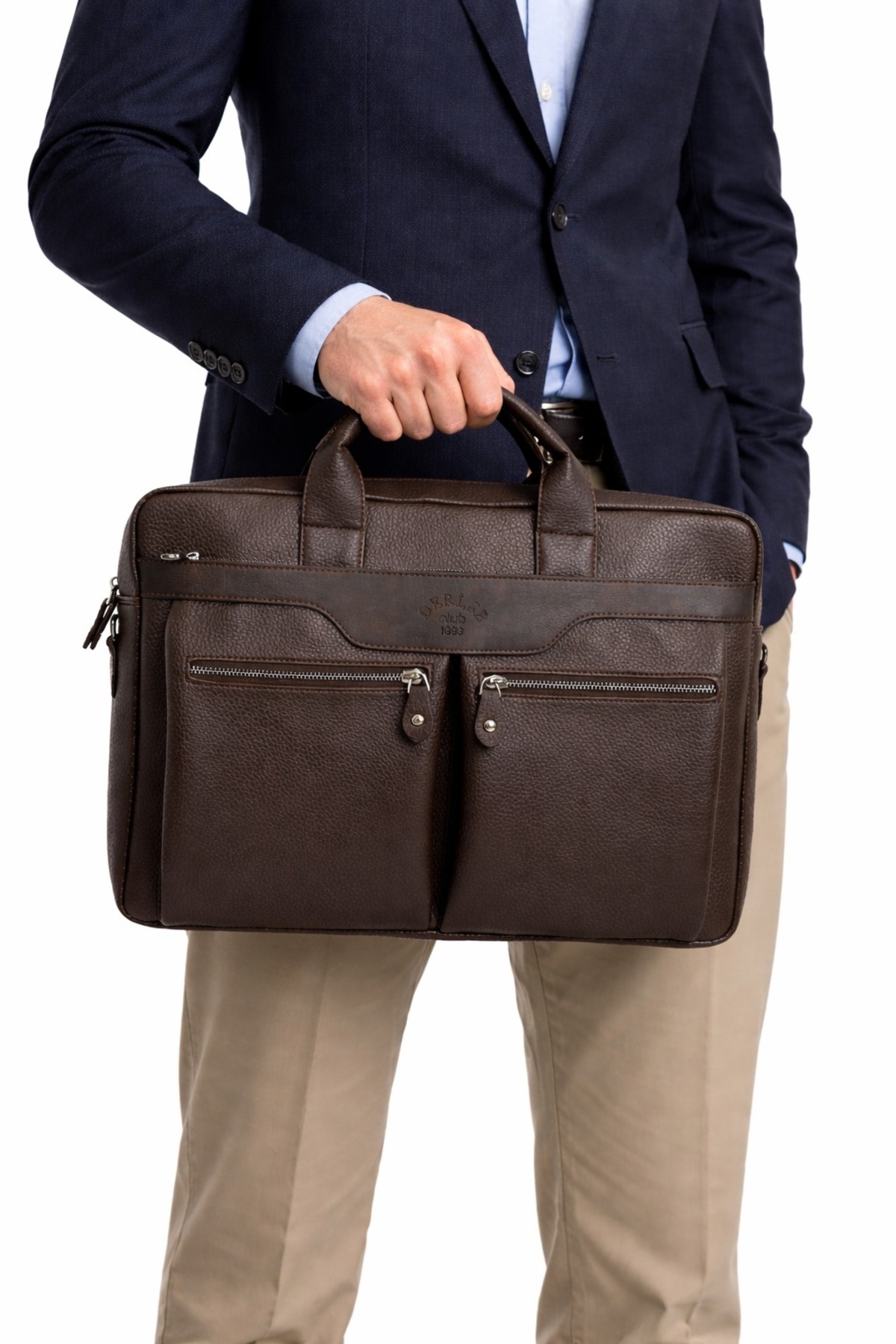 deri,se club  Erkek Kahverengi Dosya Evrak Bilgisayar Çantası 6 Bölmeli Laptop Ve Evrak Çantası