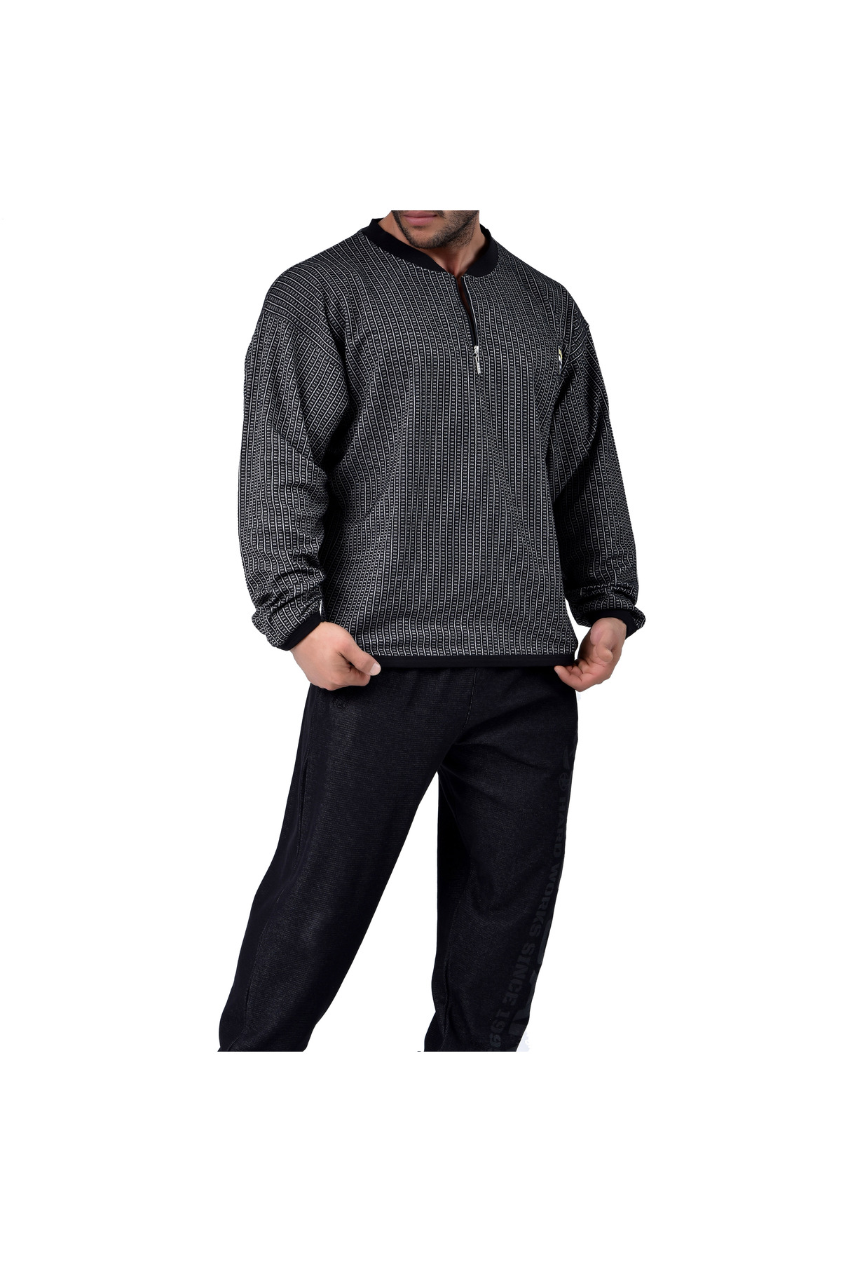 Big Sam Erkek Gri Rahat Kesim Büyük Beden Sweatshirt görsel 6