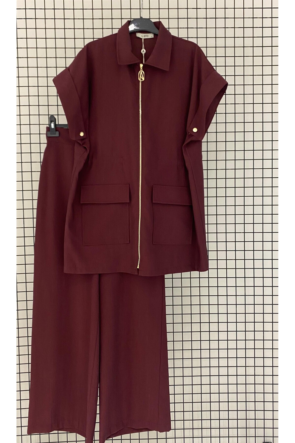 Trend New Season Linen Fabric Back Detailed Sporty Two-Piece Set