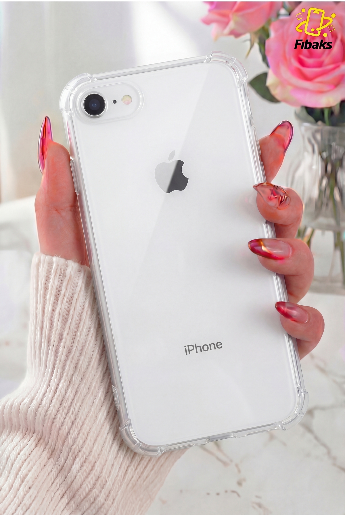 iPhone 7/8/SE Case Antishock Shock Absorber Flexible Clear Silicone Cover with Camera Protection