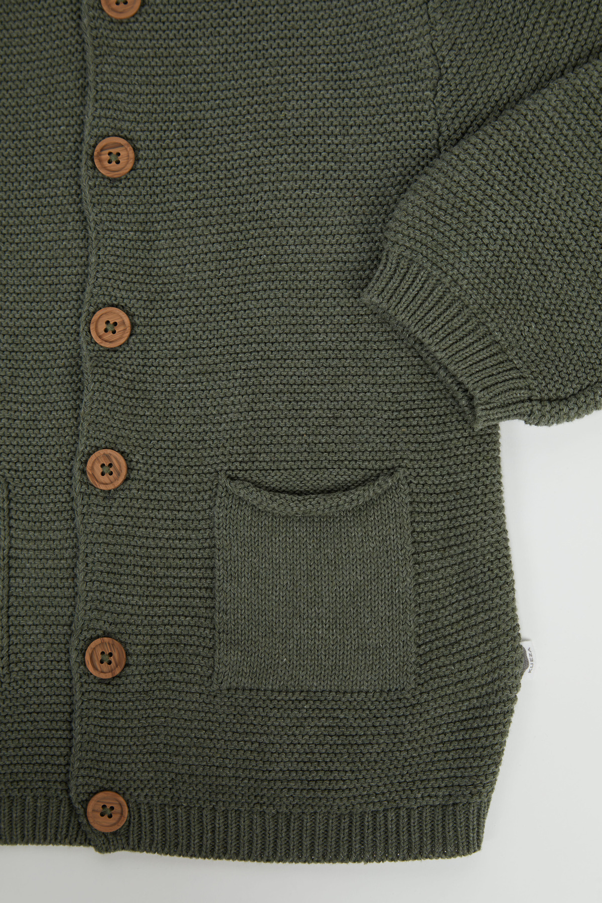 KUEZA KIDS Bebek & Çocuk Kapüşonlu Kulaklı Düğmeli Cepli Pamuklu Triko Hırka fotoğrafı 3 (önizleme)