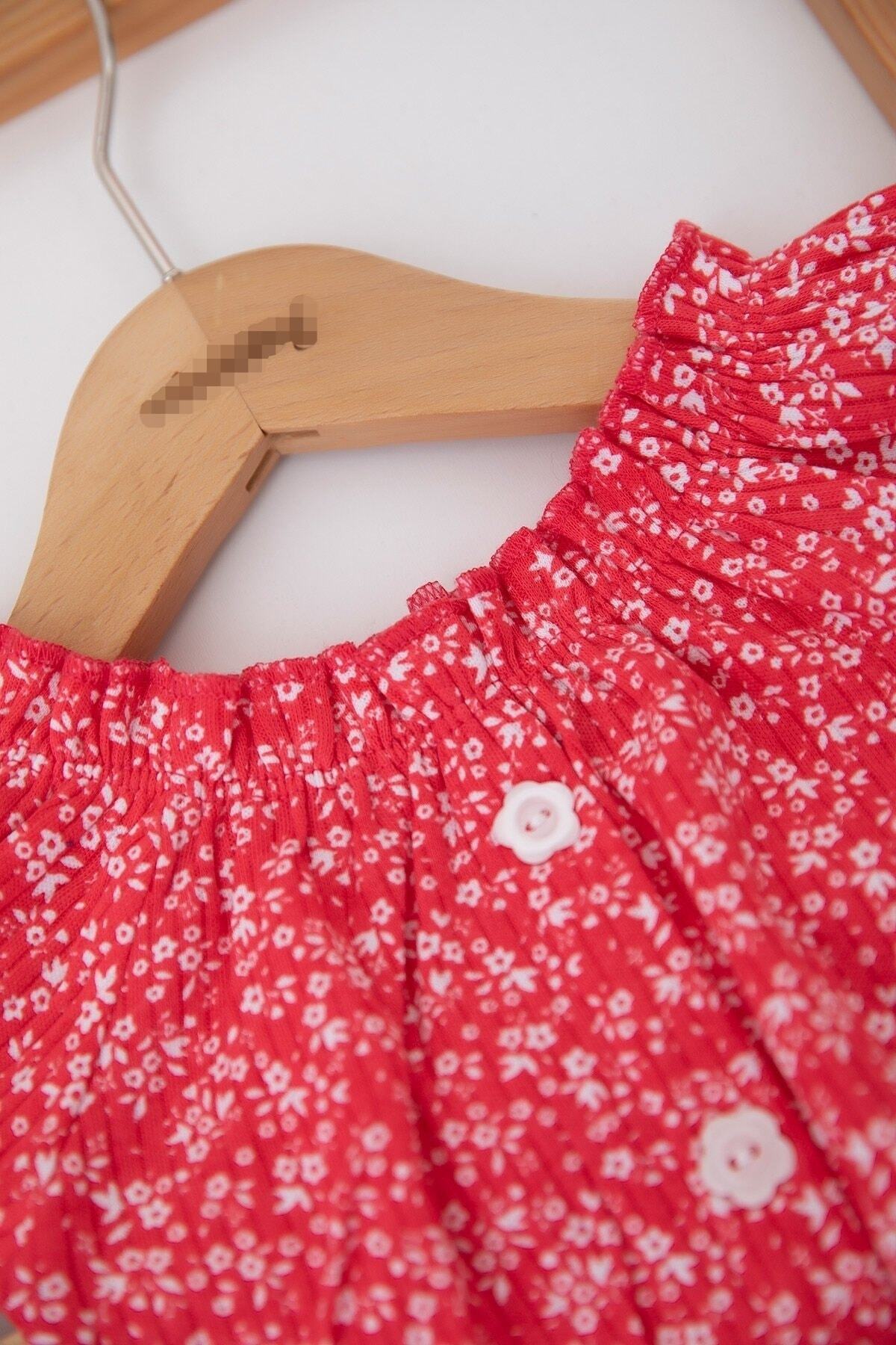 Egelite Kız Çocuk Yazlık 2-3-4-5-6 Yaş Fitilli Üst ve Kemerli Şortlu Şık 2'Lİ Alt Üst Takım fotoğrafı 7 (önizleme)