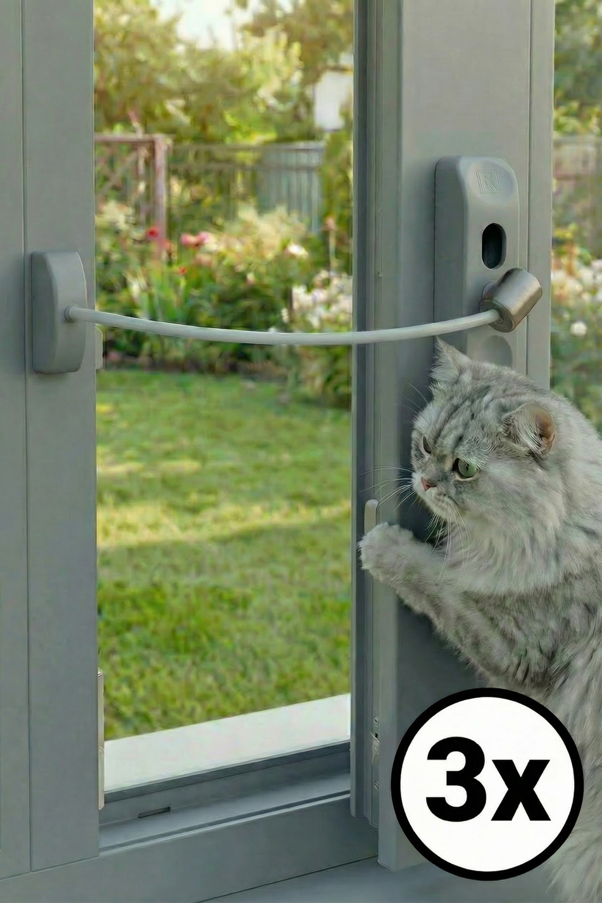 Keyed Steel Rope Window Child Lock Child Safety Lock 3 Pcs Grey