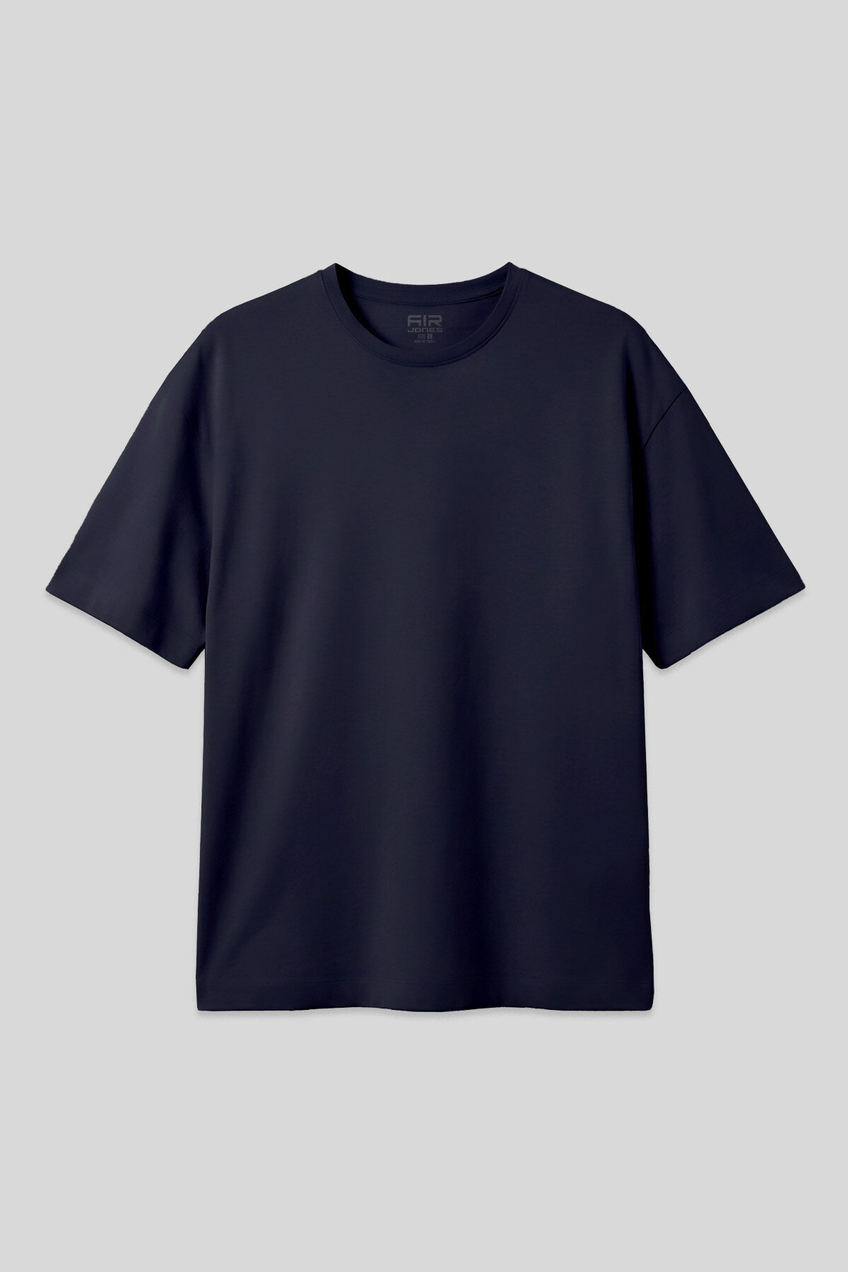 Navy Blue Cotton Thick Soft Textured Oversize Fit Basic Men's T-Shirt- 88377