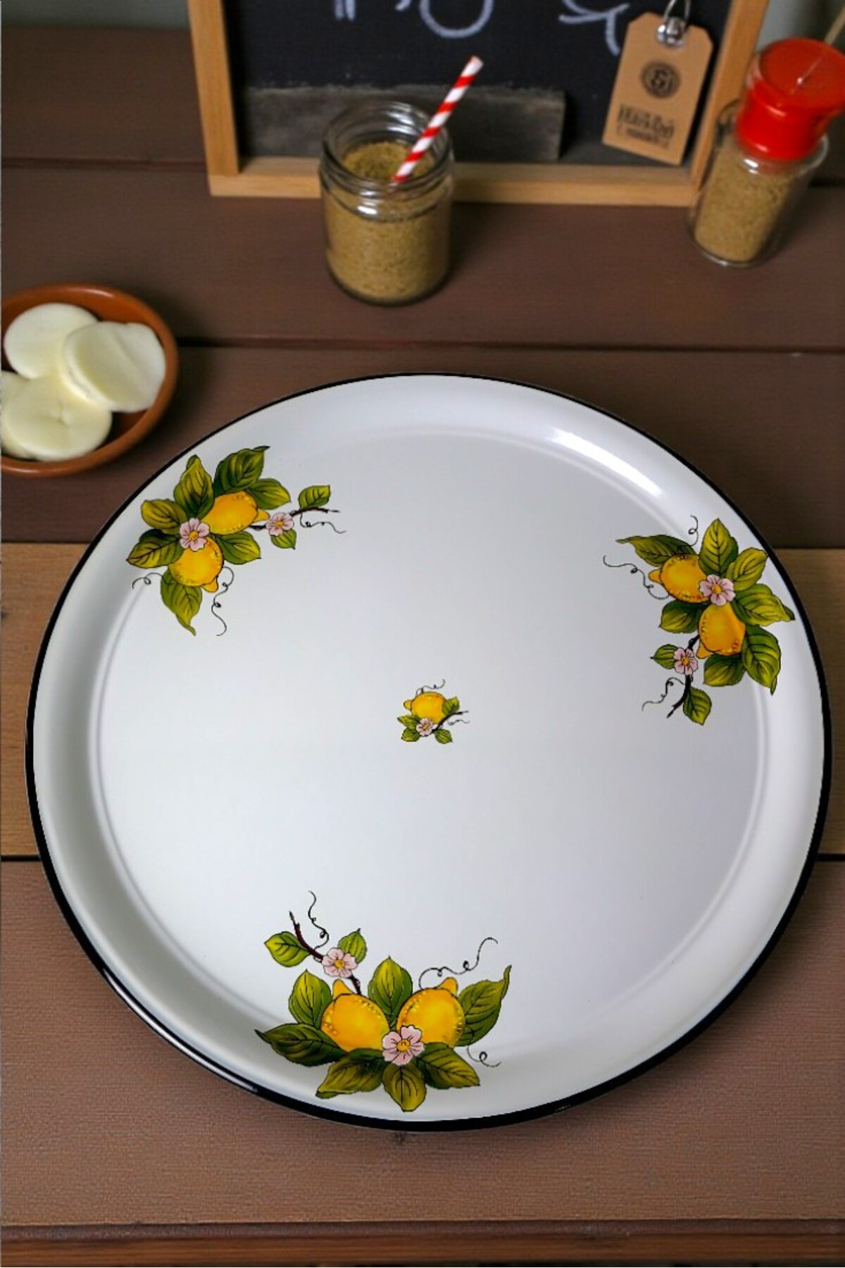 70 No Enamel Sini Tableware, Food Serving Tray, Floor Table Zinc ~68 Cm