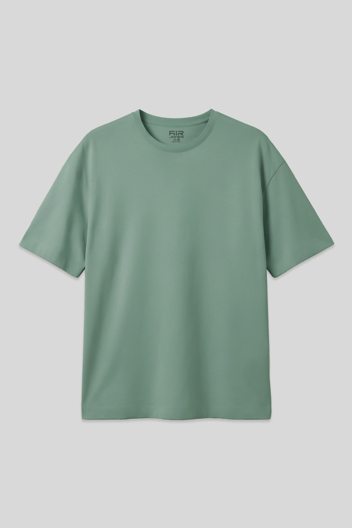 Light Green Cotton Thick Soft Textured Oversize Fit Basic Men's T-Shirt-88377
