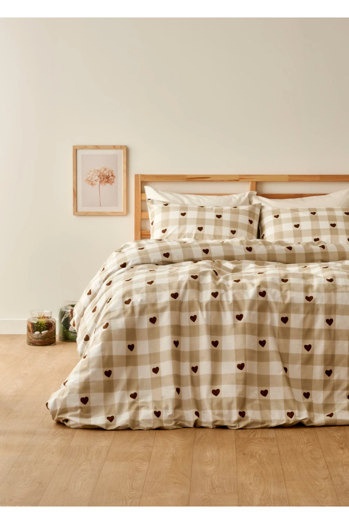 100% Cotton Amora Double Duvet Cover Set Beige (200x220 cm)