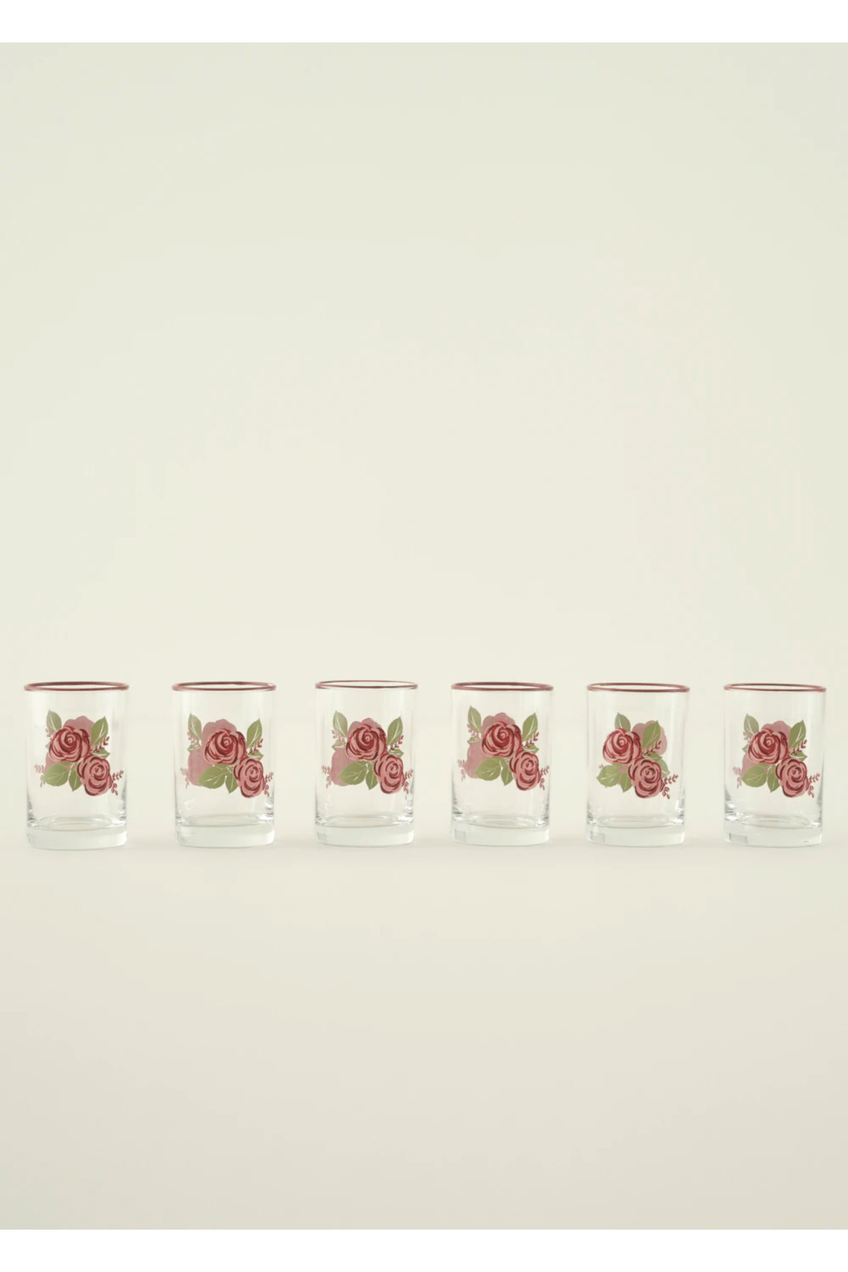 Bella Maison Rose 6-Piece Coffee Side Water Glass (100 cc)
