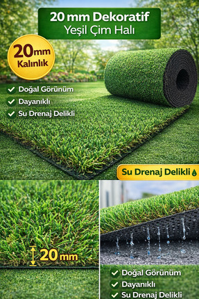 Atasoy Zemin 20 Mm Yapay Çim Halı Suya Dayanıklı Balkon Bahçe Suni Çim Halı