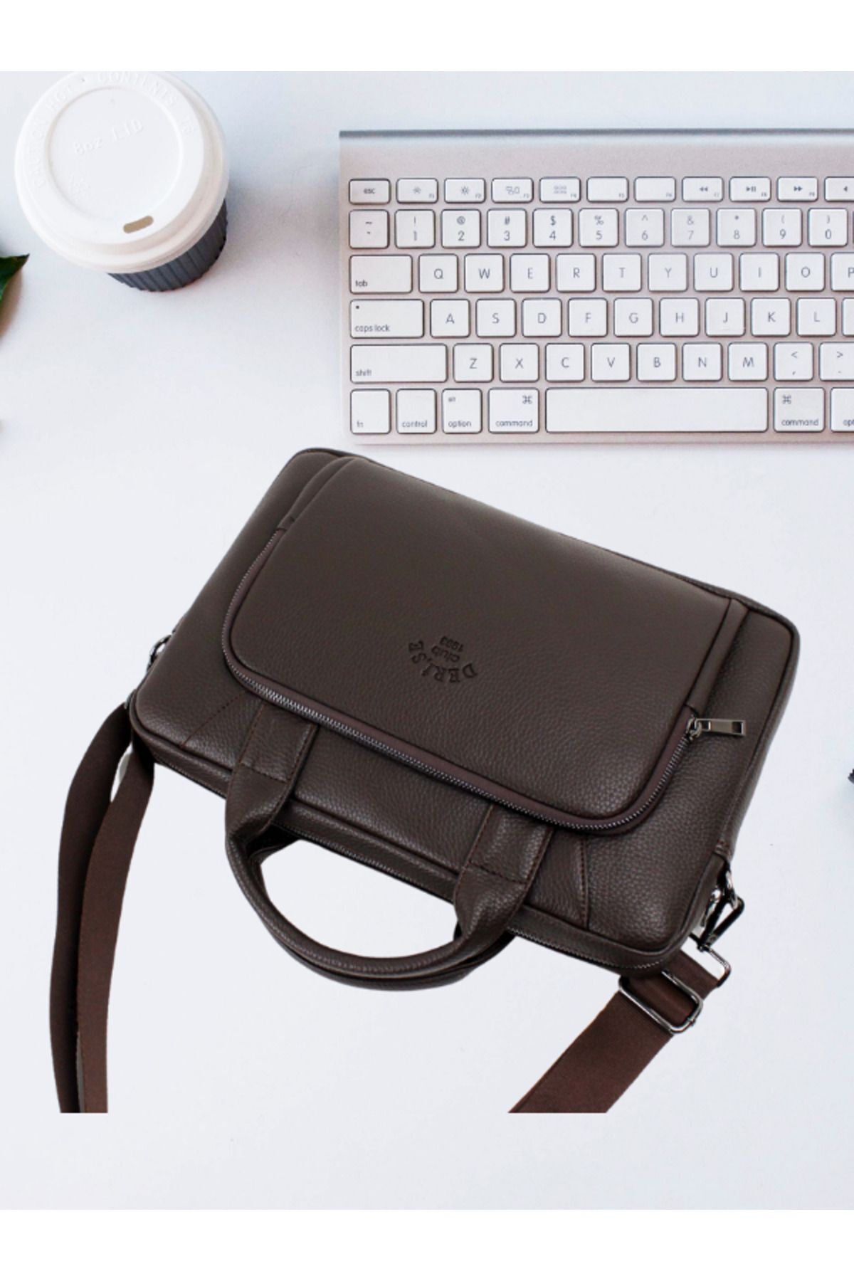 deri,se club  Unisex Kahverengi Dosya Tablet Notebook Çantası, 14 Inç Laptop Ve Evrak Çantası - Görsel 7