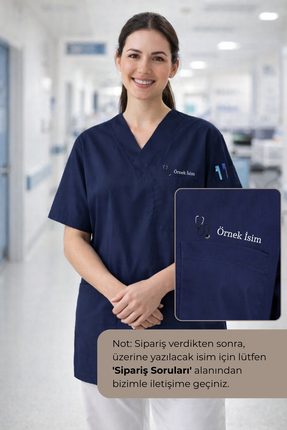 mirach Doktorlara Özel İsim Yazılı Kişiye Özel Hediyelik Scrubs Tekniker Medi...
