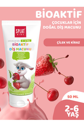 Splat Kids Çilek & Vişne Çocuk Diş Macunu 50 ml – 2-6 Yaş, Doğal Formül, Flor...
