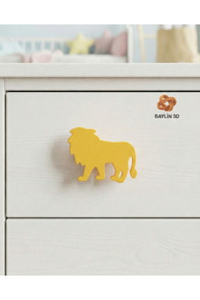 Baylin3D Aslan Figürlü Dolap Kulpu - Çocuk Odası , Modern ve Şık - Tekli (3cm...