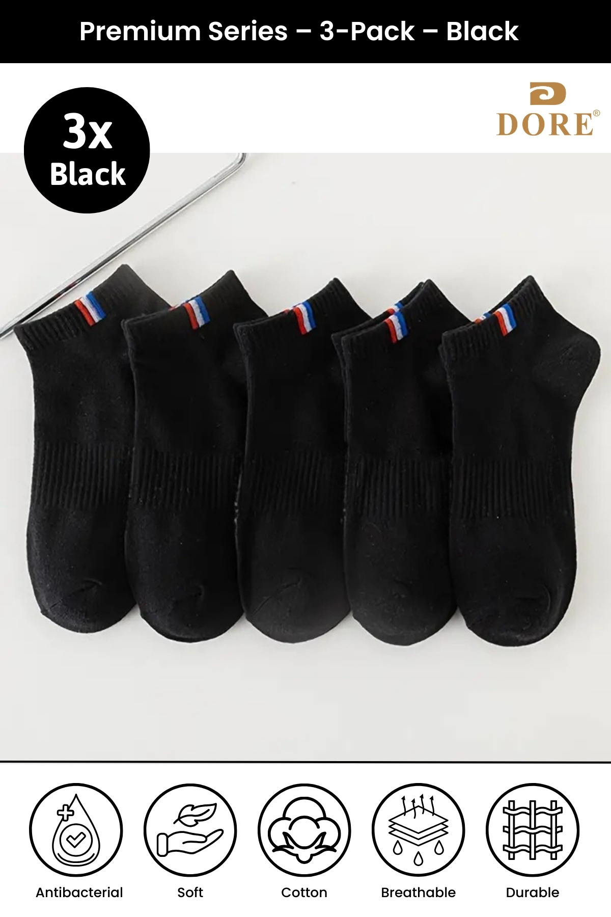 Dore Orijinal Unisex 3 Çift Premium Sport Pamuklu 4 Mevsim Esnek Konfor Modeli Ter Emici Nefes Alan Cilt Dostu Günlük Spor Ayakkabı Sneaker Bilek Boy Kısa Patik Çorap