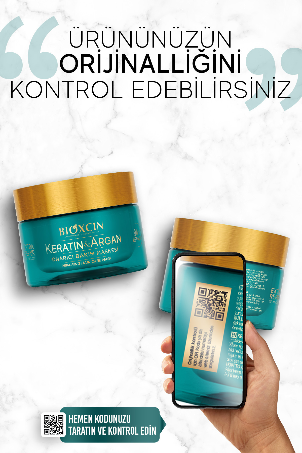 Keratin & Argan Onarıcı Saç Bakım Maskesi 225 Ml - Yıpranmış ve Hassas Saçlar Botoks Etkili — 8680512633853 — تصویر 8 از 8