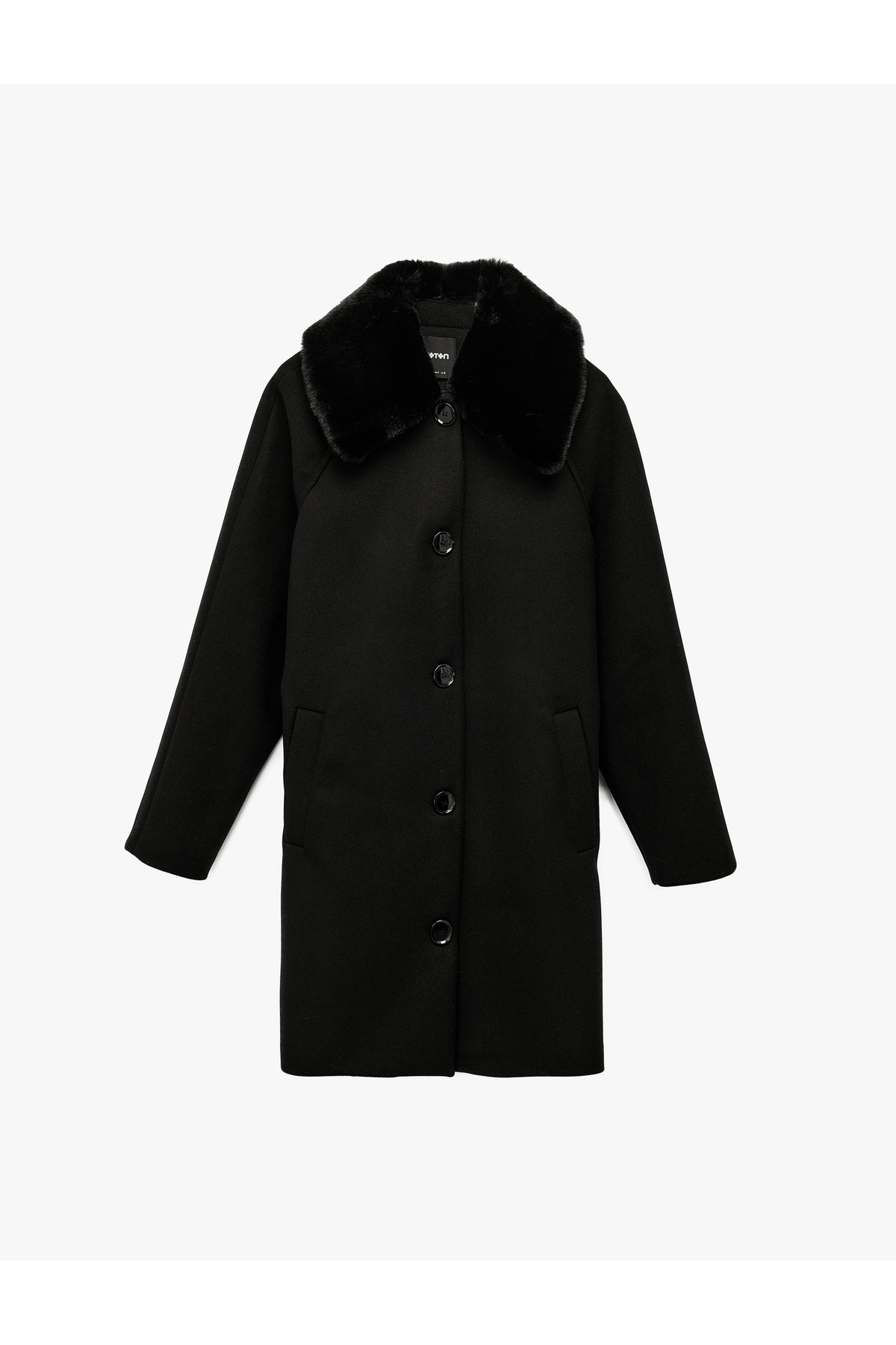 Koton  Uzun Kollu Kemerli Düğmeli Çıkarılabilir Suni Kürk Yakalı Kaşe Kaban - Görsel 3