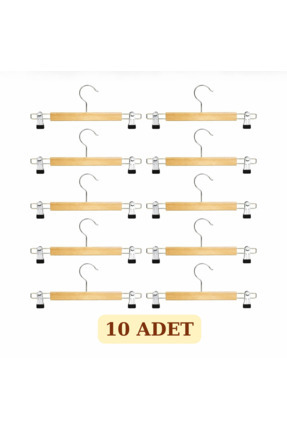 Genel Markalar 10 Adet Ahşap Askılık Mandallı Etek Askısı Elbise Askısı
