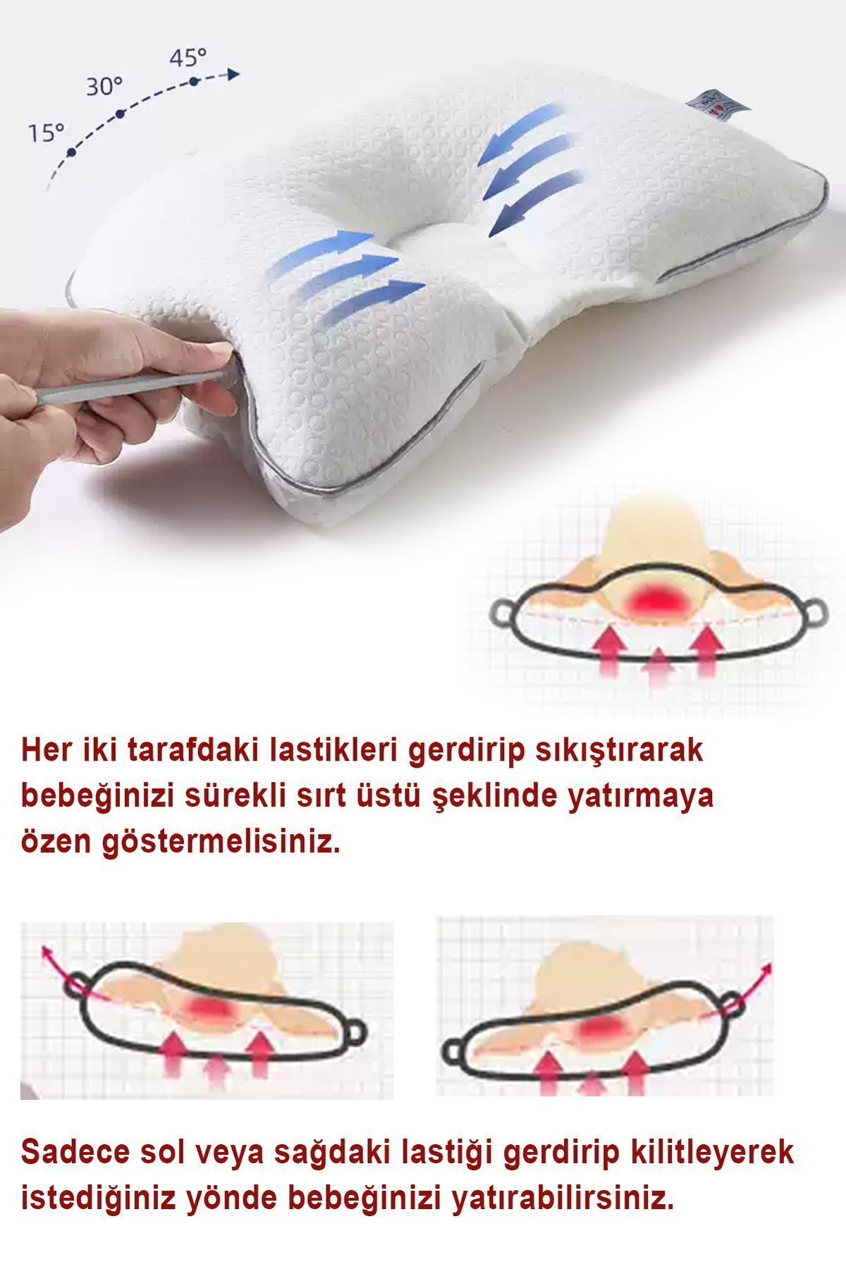 HALZEY Düz Kafa Yastığı & Bebek Yastığı %100 Pamuk, Antibakteriyel, Terletmez Bebek kafa yastığı fotoğrafı 6 (önizleme)