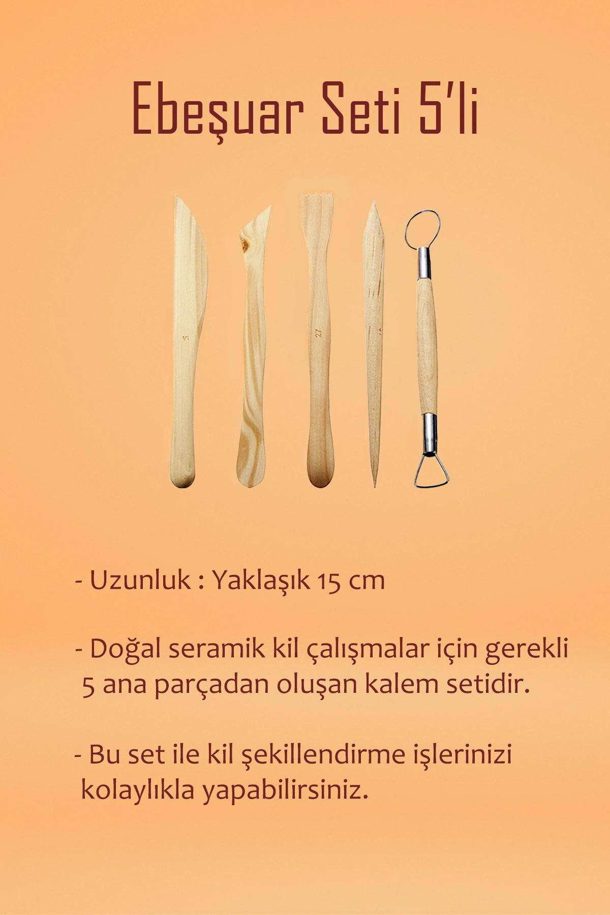 ACUTO Beyaz Seramik Hamuru 1 Kg Kil Ebeşuar Seti Akrilik Boya 50 ml Vernik Ahşap Düz Merdane Zımpara fotoğrafı 2 (önizleme)