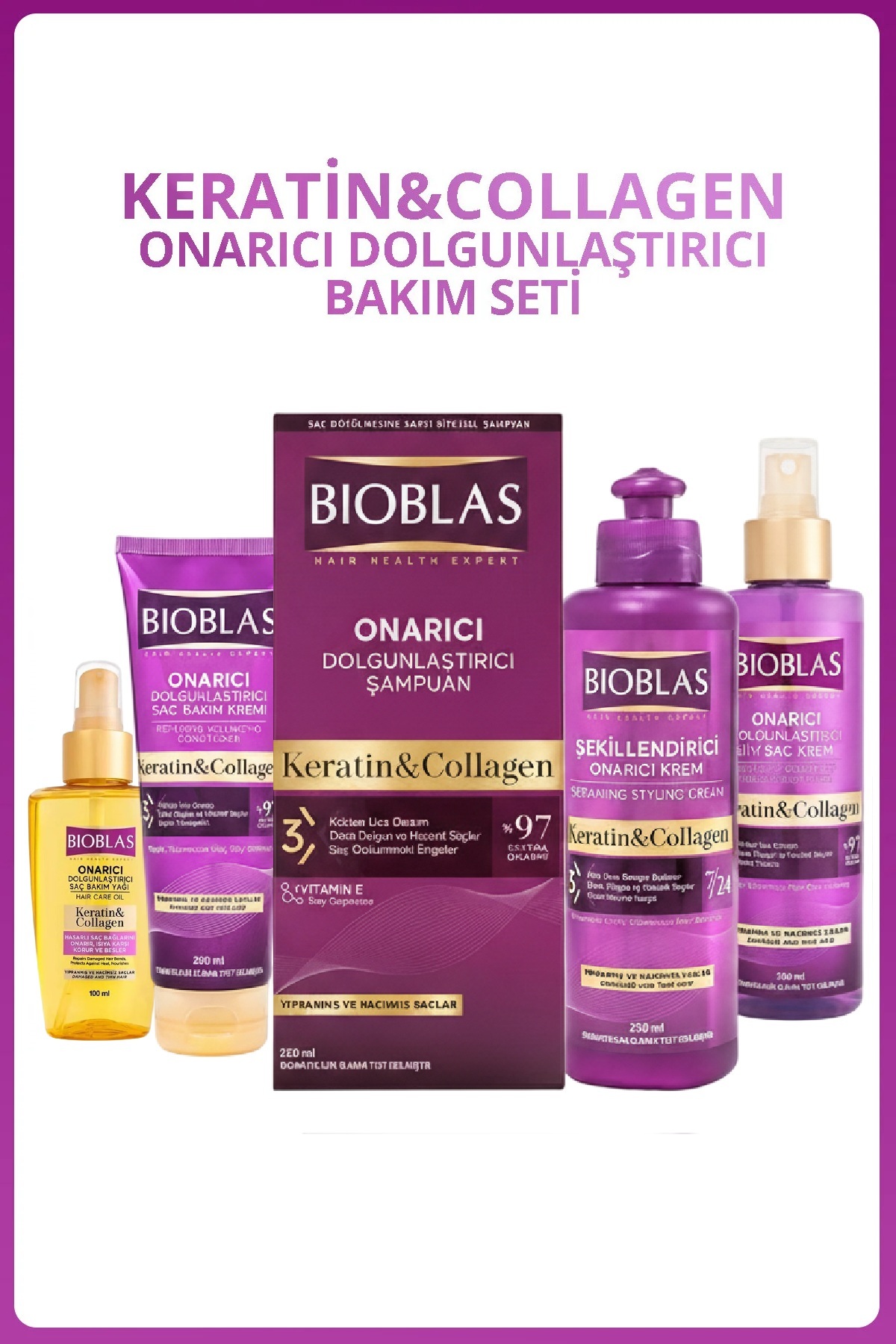 Bioblas Keratin & Collagen Onarıcı Dolgunlaştırıcı Komple Bakım Seti — 868051263558120635668