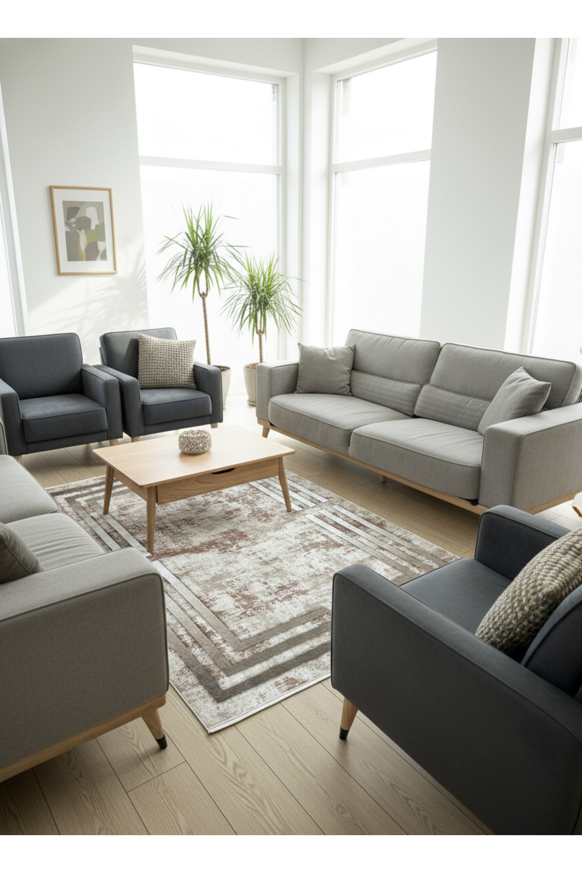 سجادة غرفة المعيشة وغرفة المعيشة قابلة للغسل ومضاد...