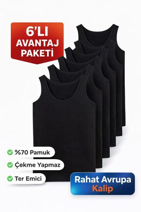 Gizem iç giyim ERKEK ATLET %70 PAMUK GENİŞ KALIP BASİC ATLET 6'LI PAKET