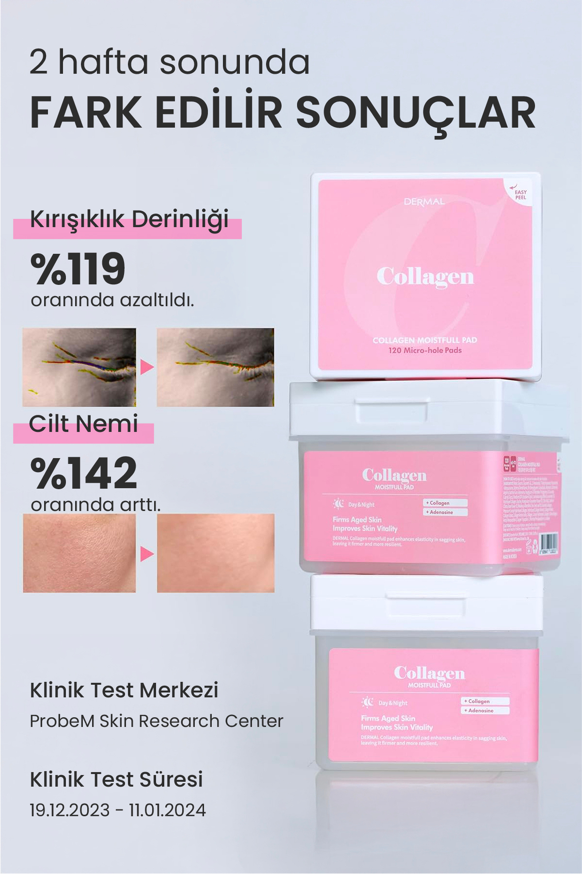 Kolajen İçerikli Nemlendirici ve Cilt Sıkılaştırıcı Tonik Ped 12 Adet — TYCRS1XFPN172830718245034 — تصویر 4 از 9