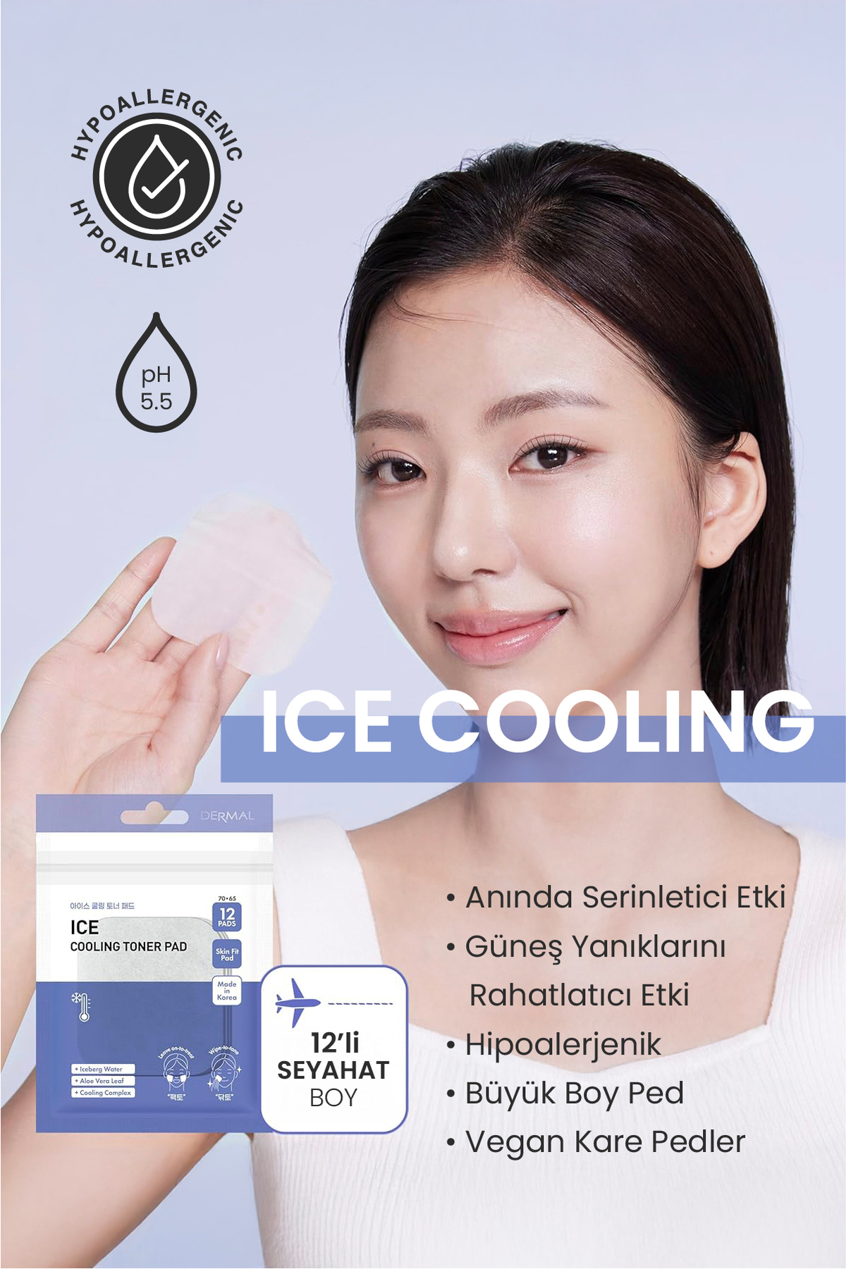 Ice Cooling Toner Pad Nemlendirici Soğutucu Tonik Ped Cilt Bakım Pedi 12 Adet — 8809647118299-A — تصویر 3 از 9