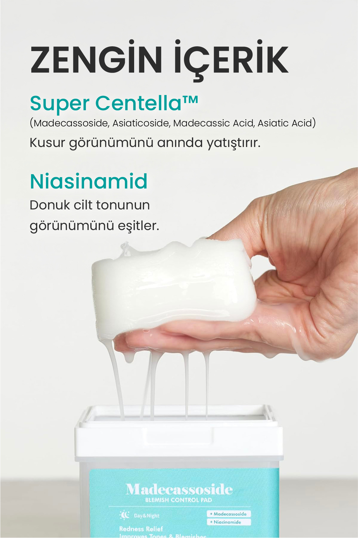 Madecassoside Yatıştırıcı Leke Kontrol Tonik Pedi 12 Adet Cilt Bakım ve Ton Eşitleyici Yüz Pedi — DERMAL/PAD/011 — تصویر 4 از 8