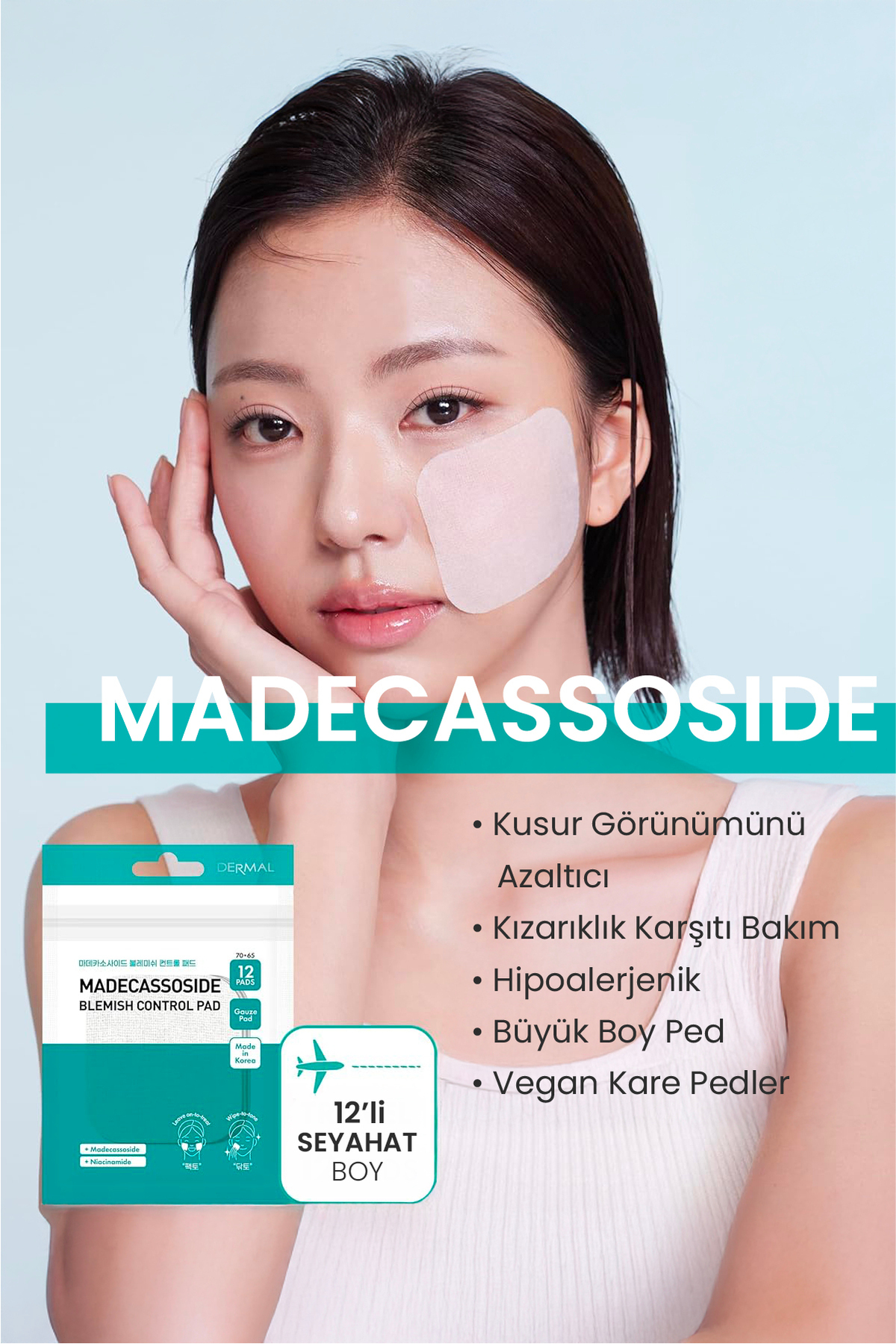 Madecassoside Yatıştırıcı Leke Kontrol Tonik Pedi 12 Adet Cilt Bakım ve Ton Eşitleyici Yüz Pedi — DERMAL/PAD/011 — تصویر 2 از 8