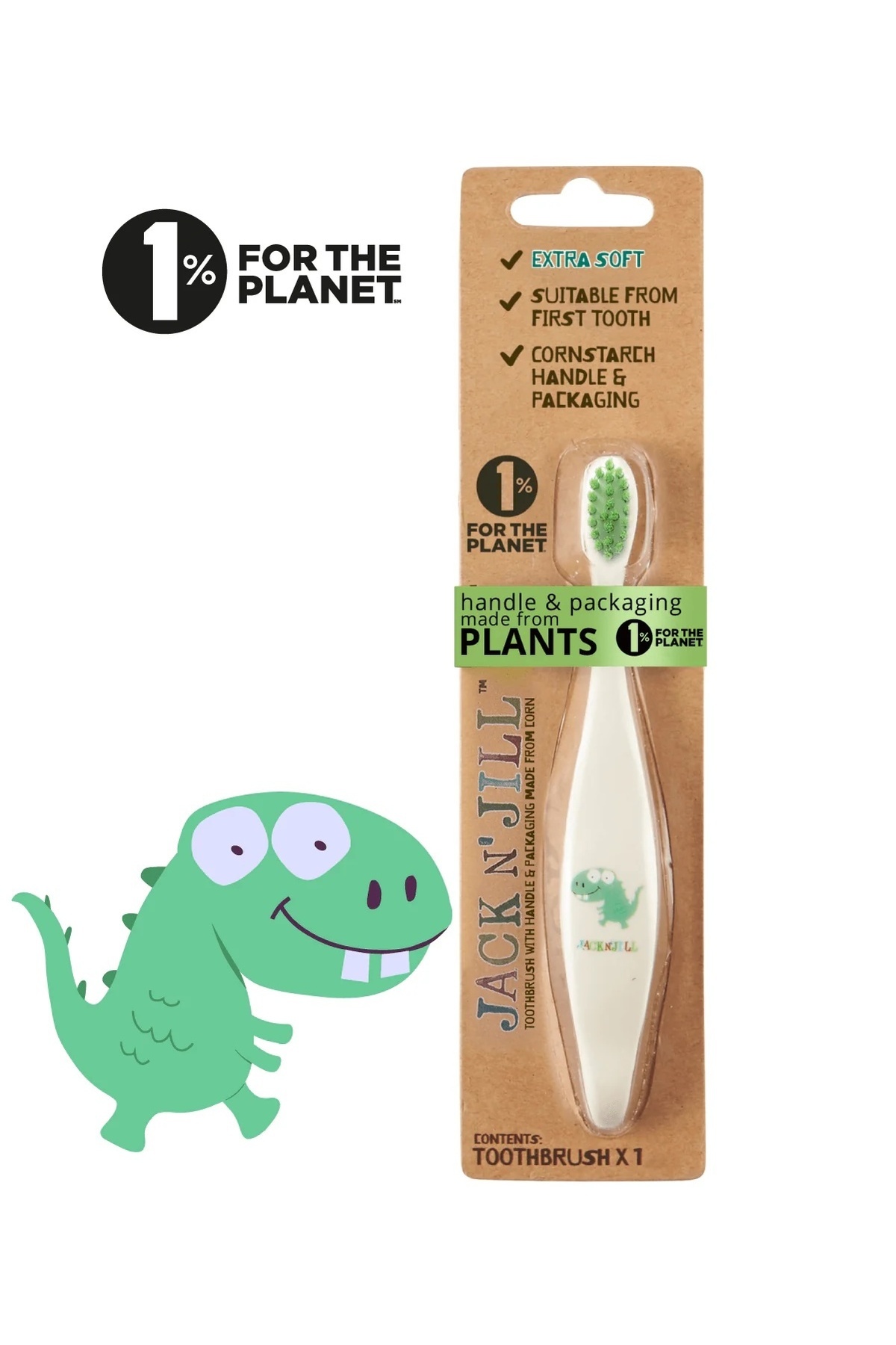 Jack N'Jill Jack N Jill Doğal Diş Fırçası - Dino fotoğrafı 2 (önizleme)