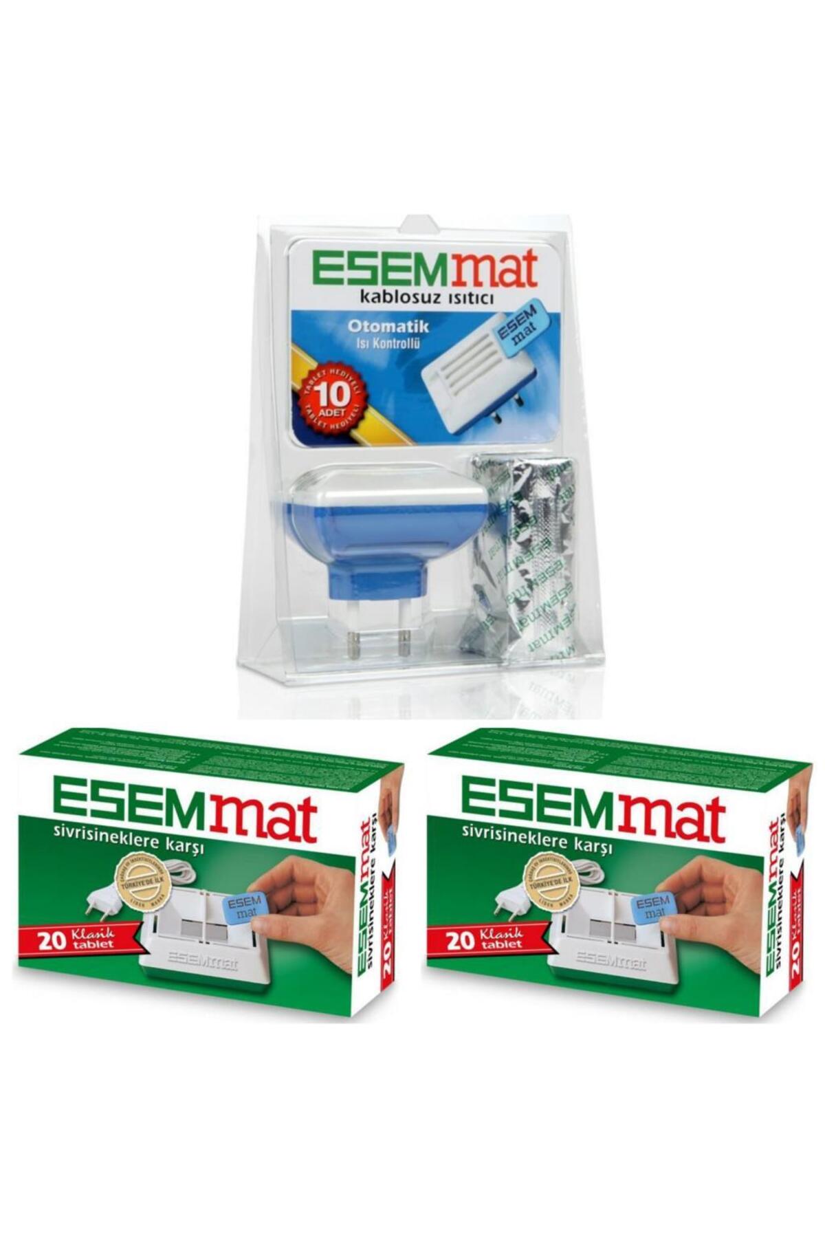 Esemmat kablosuz ısıtıcı sinek kovucu cihaz 10 yedek tablet (ısı kontrollu) + 40 adet tablet 2kutu