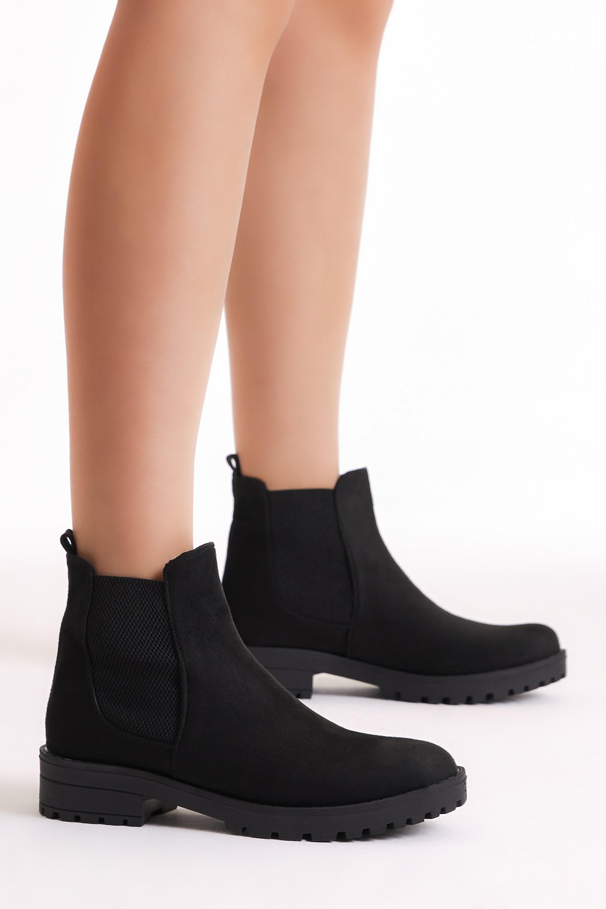 Tonny Black Women's Black Suede Elastic Thermo Sole Boots