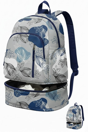 woys Çiçek Desenli Profesyonel Spor Sırt Çantası - Ayakkabı Bölmeli Su Geçirm...