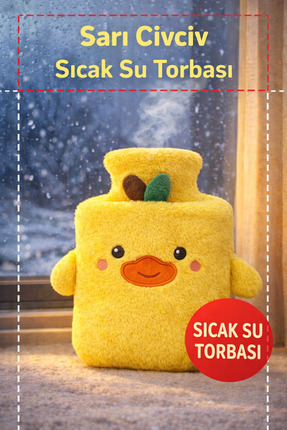 TOYFEST Sarı Civciv Sıcak Su Torbası Yumuşak Peluş Sevgililer Günü Hediyelik