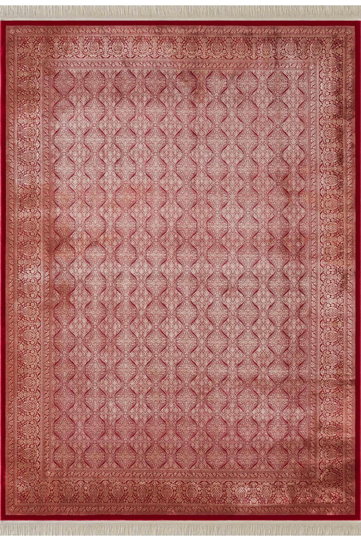 Imperial Luxe IL007J Red Framed Carpet Classic Pattern 100 Comb Bamboo Viscose Silk Series