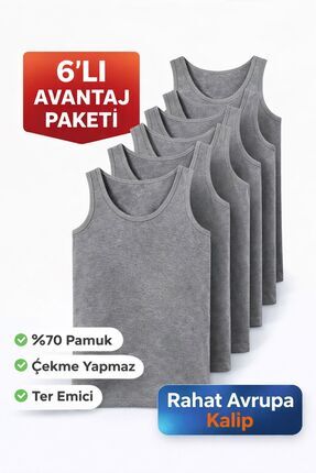 Gizem iç giyim ERKEK ATLET %70 PAMUK GENİŞ KALIP BASİC ATLET 6'LI PAKET