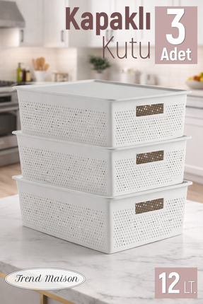 Trend Maison Çok Amaçlı Düzenleyici Organizer 12 L. Plastik Kapaklı Saklama K...