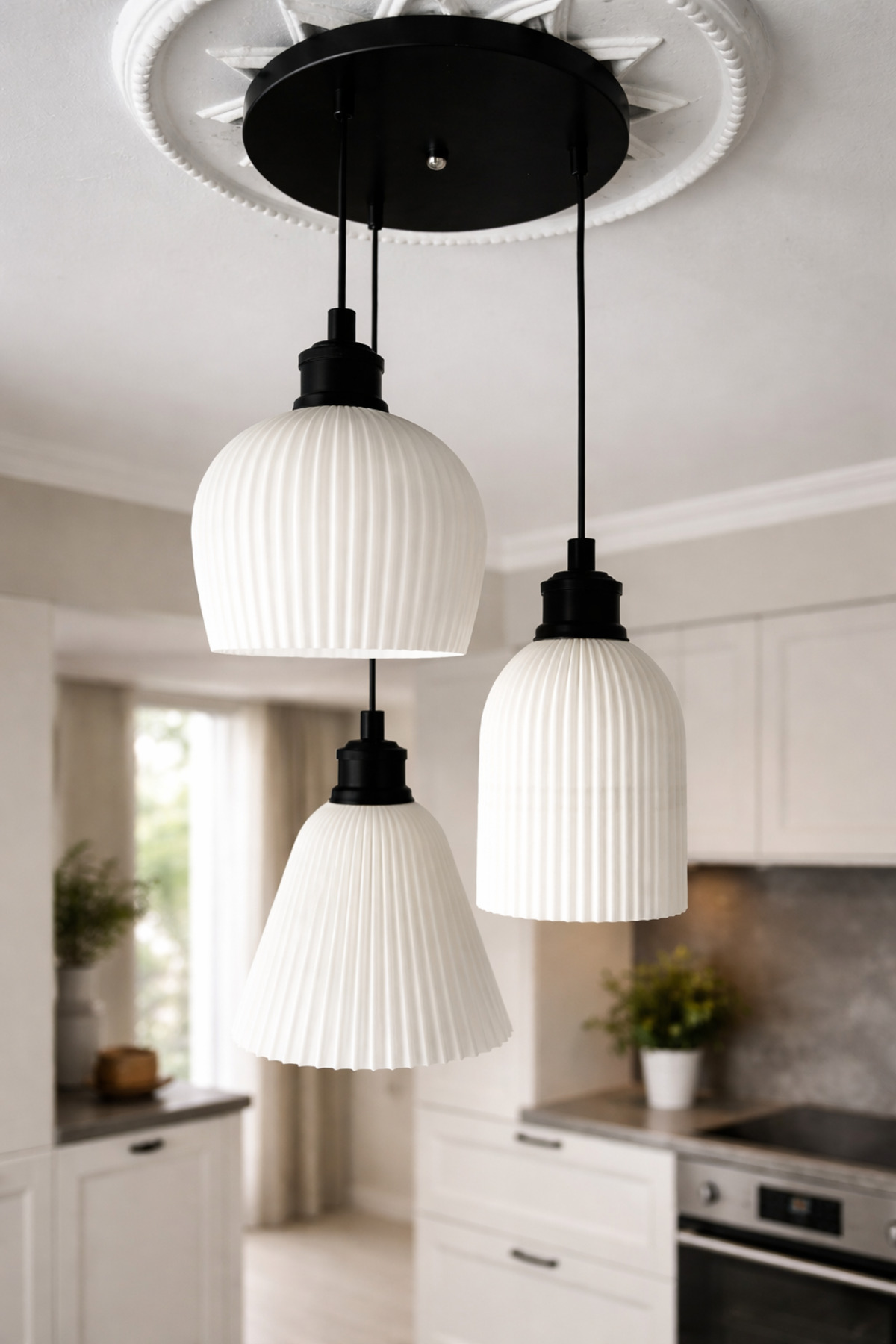 Nordlys 3-Pendant Chandelier - Scandinavian Modern Design Bedroom Living Room Dining Room with 3 Heads